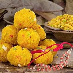 80 Rose Garden Rakhi Gifts | Motichoor Ladoo Mithai 500g | 02 Beads Rakhi | Nextday Delivery-image-6