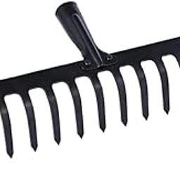 Garden Rake, 16-Tooth Metal Head, Black Handle, Heavy Duty Lawn Tool (Round, 1)-image-97
