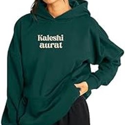 Calm Adami Kaleshi Aurat Printed Oversized Stylish Hooded Neck Couple Hoodies(BeigeMen/DarkGreenWomen)-image-9