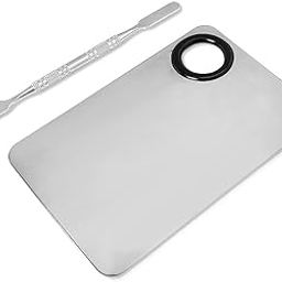 KIRA Professional Makeup Mixing Palette - Flat Stainless Steel Makeup Mixing Palette with Spatula Tool - Cosmetic Makeup Blending Tray for Foundation, Eye Shadow, Lipsticks & Nail Art-4