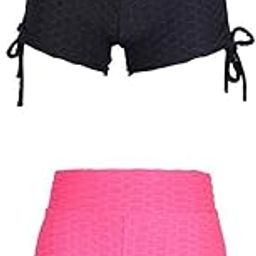 CALANDIS™ 2pcs Lady Yoga Pants Stretchy High Waisted Gym Running Shorts Leggings Black+Rose Red | Other Womens Fitness Clothing | Womens Clothing | Clothing & Accessories | Fitness Running & Yoga-image-12