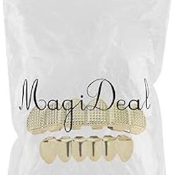 MERISHOPP Hip Hop Grill Teeth Fake Mouth Jewelry Costume Cosplay Decor Golden/Silver-image-47