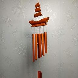 Feng Shui Boat Bamboo Wooden Wind-Chimes Home Decor Balcony Outdoor Garden Positive Energy Fengshui Vastu Windchime (8 Pipes) (Boat Bamboo)-image-85