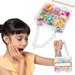Assorted Colourful Hair Accessories Set for Kids | Transparent Purse With Handle | Includes Hair Ties, Clips, Mini-Clutchers for Easy Styling | Multicolour-image-9
