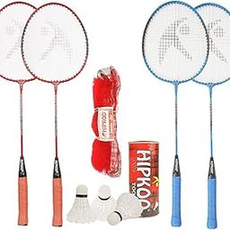 Hipkoo Sports Spirit Aluminum Badminton Complete Racquets Set | 4 Wide Body Racket, 3 Shuttlecocks and Net | Ideal for Beginner and Recreational | Lightweight & Sturdy (Assorted, Set of 4)-31