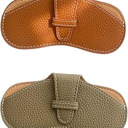 Soft Glasses Case Durable Lightweight PU Leather for Women Men Camping Brown | Vision Care | Eyeglass Cases-2