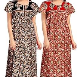 Women's Cotton Printed Maxi Nighty (Pack of 2)-image-98
