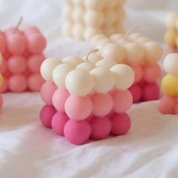 Pink Bubble Candle | 18-Hour Burn | 180g Aromatherapy Fragrance | Home Decor Scented Candle Gift Set (Pink) (Pack of 1) (Pink White)-image-83