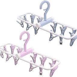 Vriti Creations Foldable Plastic Clothes Hanger with 12 Clips, Multi-Functional Underwear Dryer Hanger (Random Colors)-picture-25