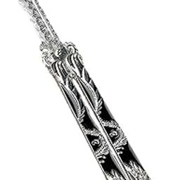 Enakshi (LABEL) Butterfly Knife Portable Trainning Practice Sturdy for Home Beginner Camping Black Silver-22