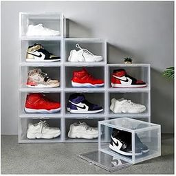 CPEX Clear Plastic Stackable Shoes Box, Plastic Shoe Display Boxes Organizer, Side Open Shoe Organizer and Shoes Storage Case, Full Transparent Versatile Display Case, White (Pack Of 6)-image-14