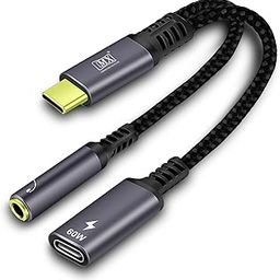 MX 2-in-1 USB Type C Male to 3.5mm Head Phone Audio Socket with 60W PD Fast Charging Adapter (Cord Length 0.19 Meter) Compatible for Laptop, Mobiles & Smart Devices (Black,-image-48