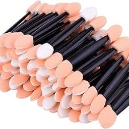 NESA Disposable Makeup Brush Set (Double-Sided Oval Makeup Eye Shadow Brush Sponge Applicator 50 Pcs) - Black-11