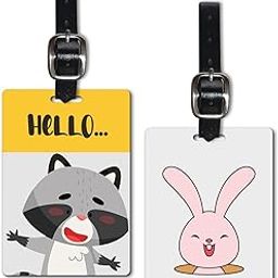 Lentikart 3D Lenticular Luggage Tag Set of 2 | Hidden Pink Bunny + Funny Racoon Quote | Luggage/Bag/Travel ID Label Tags for Suitcase & School Bags-picture-42