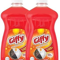 Giffy Liquid Dish Wash Gel 500ml Pack of 2 with Turbo Boosters| 50% More Effective| Natural Mild Fragrance Removes Odour| Easy Lather & Rinse Off Formulation| Leaves No White Residue| Safe On Hands-image-99