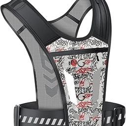 LOOM TREE® Running Vest with Reflective Strips Chest Bag Chest Phone Holder for Workout Black Red | Fitness Running & Yoga | Clothing & Accessories | Safety & Reflective Gear-image-6