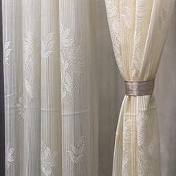 Ami Creation Heavy Floral Design Sheer Net Transparent Door Curtains for Living Room Balcony, 7 Feet Long, Cream, Set of 2-image-48