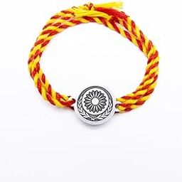925 Sterling Silver Ashok Chakra Rakhi for Brother With Roli Chawal Red-Yellow sacred thread 925 Hallmarked Silver Rakhi for Rakshabandhan-image-82