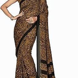 Animal Print Georgette Saree (Brown)-picture-28
