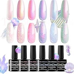 THR3E STROKES Gel Nail Polish 9D Cat Eye Gel Nail Polish, Magnetic Cat Eye Gel Polish Set, 7ml*6 with , Classic Colors Chameleon Magic Galaxy Effect Soak off Nail Art, Sparkle Stunning Gel Polish Gift for Women (UV/LED LIGHT REQUIRED) (PEARL P85, 7.5ml)-8