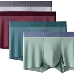 Men's Extra Thin Elastic Underwear Long Comfortable Ice Silk Breathable Comfort Brief Trunks Imported Material (Multicolour)(W)-picture-11