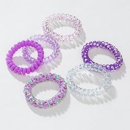 Hair Drama Co. Spiral Coil Shape Ponytail Holder Hair Ties for Women & Girls - Set of 6 | Telephone Wire Elastic Hairband | Wired Rubber Bands | Colourful Hair Ties | Shades of Purple-image-79