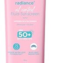 Aqualogica Radiance+ Oil Control Fluid Sunscreen for Oily Skin - 50 g | Ultra-Light Fluid Texture | SPF 50+ PA++++ UVA & UVB Protection | Oil Free | Controls Excess Oil | Non Greasy | No White Cast | For Men & Women-50