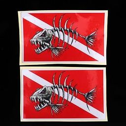 Enakshi (LABEL) 2 Pieces Reflective Scuba Diving Diver Kayak Sticker Decal Fish Skeleton-image-18