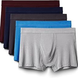 Mens Underwear Bamboo Fibre Viscose Trunks Soft Comfortable Stretch Mid Rise Boxer (5Packs)-image-43