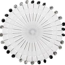 30pins Royal Arabic Rhinestone Hijab Pins | Brooch for Women (Black and White)-29