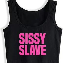 Female Sissy Slave Print Fashion Woman Crop Top Girl Sleeveless Vest Gift-99