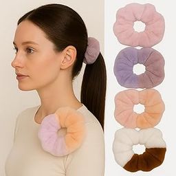 Frescorr Luxury Scrunchies | Set of 6 | Dual-Tone Fur Scrunchies | Premium Fluffy Hair Bands for Women & Girls | Soft & Gentle Hold | Fashion Hair Accessories-image-65