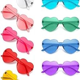 Store2508 Heart Sunglasses Bulk Heart Shaped Rimless Sunglasses Unisex Frameless Glasses Transparent Candy Colour Fun Sunglasses Holi Party Pool Party Group Holidays-image-78
