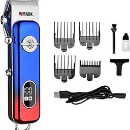WMARK NG-899 Professional Zero Gapped Hair Clipper Digital Display Self Sharpening Blade 6500 RPM Magnetic Motor USB Charging 4 Guide Comb Taper Lever Adjustment 240 min 2000 mAh Li-ion Battery, Blue-image-22
