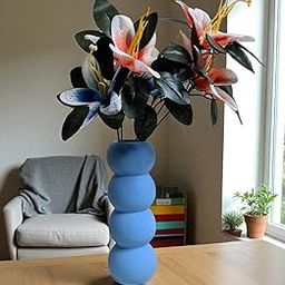 Eleven to Eleven Decor Handmade Stacked Bubble Ceramic Vase | Unique Sculptural Flower Vase for Home Decor, Table Centerpiece, Office, or Living Room Display (Sky Blue 4 Tire)-image-51