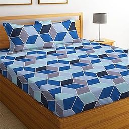 BSB HOME Cotton 144 TC Football Printed Double Bedsheets with 2 King Size Pillow Cover (90 x 90 Inches, 7.5 x 7.5 Feet, Dark Blue and Light Blue) - Aspire Collections, 160tc, Under 200 tc-14
