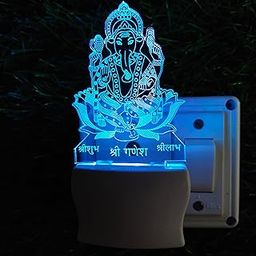 UKANI Shree Ganesh 3D Illusion Acrylic Night Lamp, 7 Colors RGB Auto Colour Changing LED Plug and Play Night Light, Office Light, Best for Gift - Pack of 1 (SD005,Multicolour, 3 Inch)-7