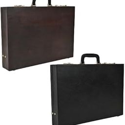 Unisex Brown Faux Leather Office Briefcase Bag File Bag with Digit Combo Locking-picture-3
