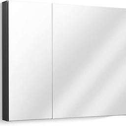 Kohler Maxstow Mirror Cabinet for Bathroom 30"x24"x3.56" (76.2cm x 60.96 cm x 9.04cm) Dark Anodized Aluminium with Silver Coated Glass - Bathroom Cabinet with Storage for Medicine, Makeup, Toiletries-image-96