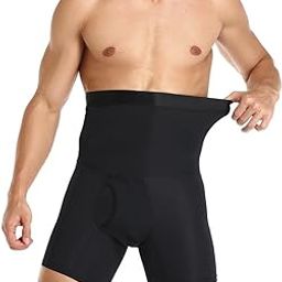 Girdle Pants Men Shorts High Waist Slimming Tummy Control Boxer Briefs Abdomen Wrap Body Shaper Black Fitness Corset Underwear Belly(Black) Large in Size-image-61