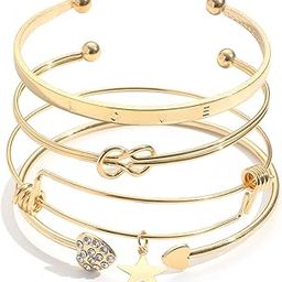 Latest Stylish 4pcs Multilayer Crystal Heart Love Bangle Bracelet for Women and Girls (14757b)-31