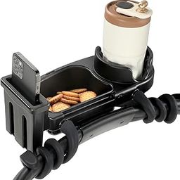 SNOWIE SOFT® Universal Stroller Snack Tray, 3 in 1 Stroller Cup Holder with Phone Holder and Silicone Flexible Arms Grip, Stroller Tray Attachment Compatible with Uppababy, Baby Jogger, BOB Stroller-Black-image-19
