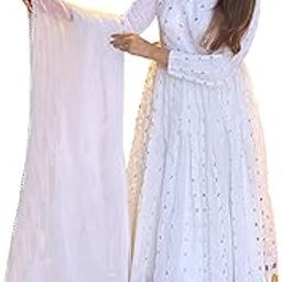 Women's Georgette Anarkali Embroidered Kurta & Dupatta Set-image-83