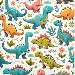 ODAWA Camera Lens Wrap Cloth 35cm Floral Butterfly Travel Makeup Bag Organizer Washable Lens Bag for Camera Laptop Cosmetic, Dinosaur Fun Green, 21.7x21.7in, Dinosaur Fun Green-image-94