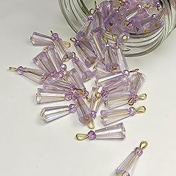 The Craft Cartel Pencil Hanging Glass Beads (Size-8mm*16mm) (Pack of -50 Gram,) for Use Lehnga/Dupatta/Kurti/Dresses/Blouse/School Project/Home Decoration/and All Jewellery Work. (Light Lavender)-30