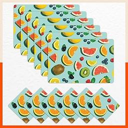 Bathla Table Mats - Set of 6-45cm x 30cm PVC Table Placemats & Coasters for Home Dining Table | Multipurpose, Heat-Resistant, Waterproof & Washable | Matworks (Pulp)-image-8