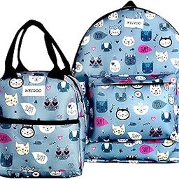 Backpacks for Women with matching lunch bag Stylish Trendy Casual College Backpacks, Designer School/Picnic Bag Backpack For Girls & Women (Grey kitty)-image-46
