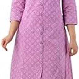 Women's Cotton A-Line Maternity Dress Pregnancy Casual 3/4 Sleeve for Feeding Nursing Maternity Dress Kurta-46