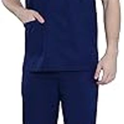 UNIFORM CRAFT Men’s Scrub Suits DSU (Round Neck) || Ideal for doctors, dentists, vets, nurses & healthcare professionals (Olive Blue, XL)-image-46