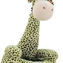 CosmoMart® Soft Plush Animal Shape Foot Stool Cover with Chair Leg Socks Green Giraffe-image-36